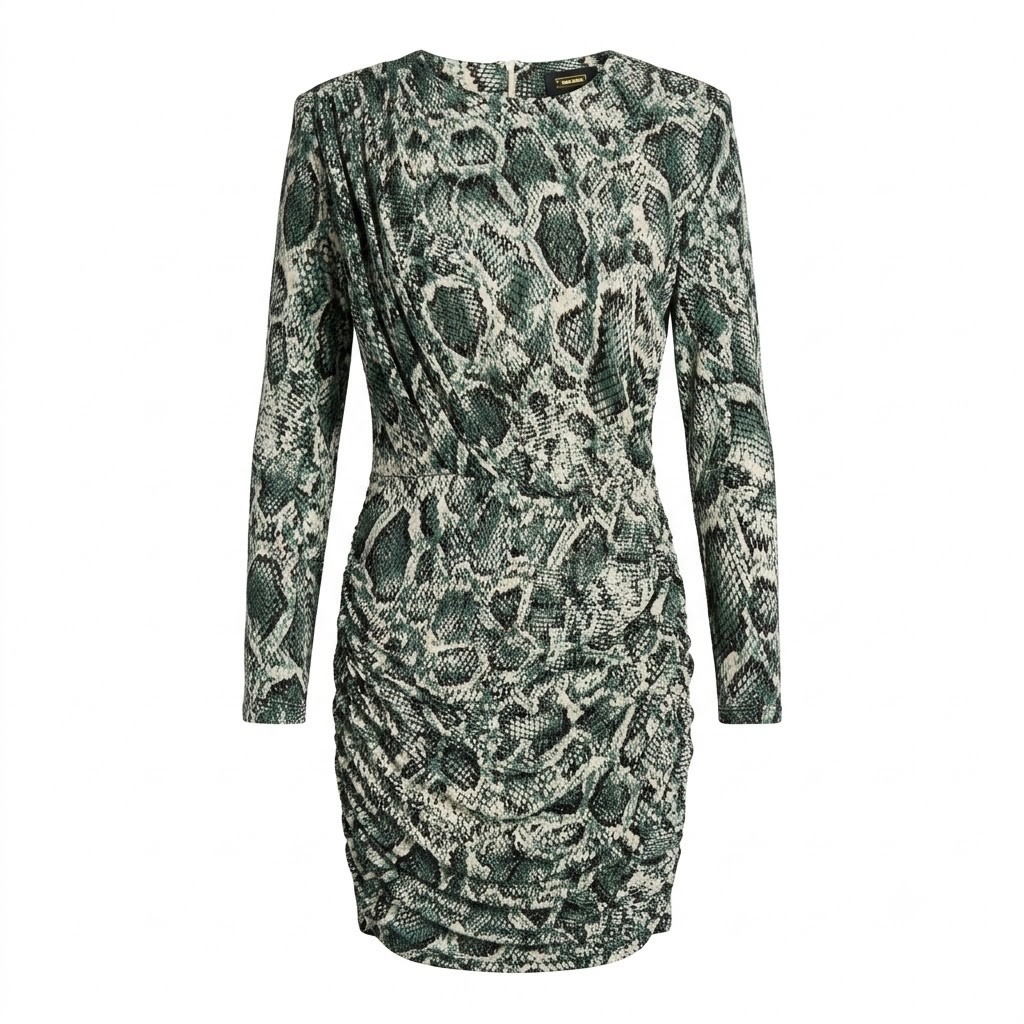 New Alexia Admor Green Reptile Snakeskin Ruched Bodycon Dress Medium - Cj